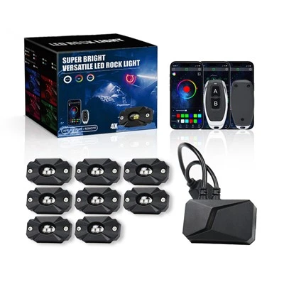 Çok Renkli Neon Işık 8 Pod Alt Aydınlatma Uygulama Kontrolü